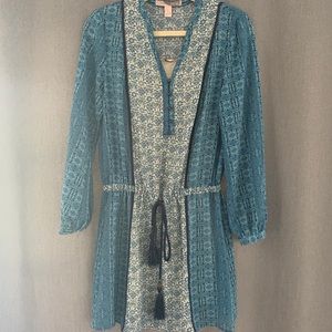 Blue Boho drawstring dress